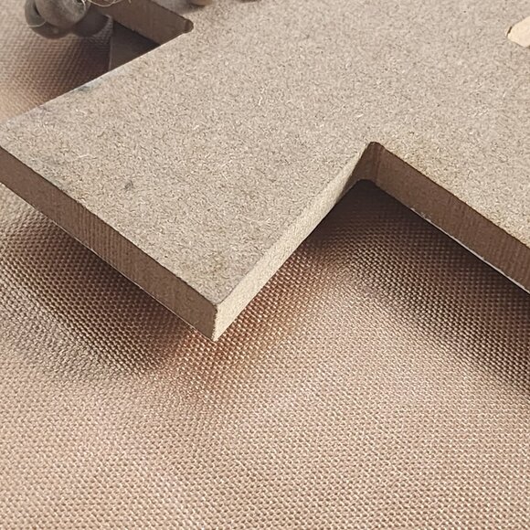 Rustic Whitewash Embossed Particle Board Beaded Faux Wood Love Sign on 8" Cross - Picture 12 of 16